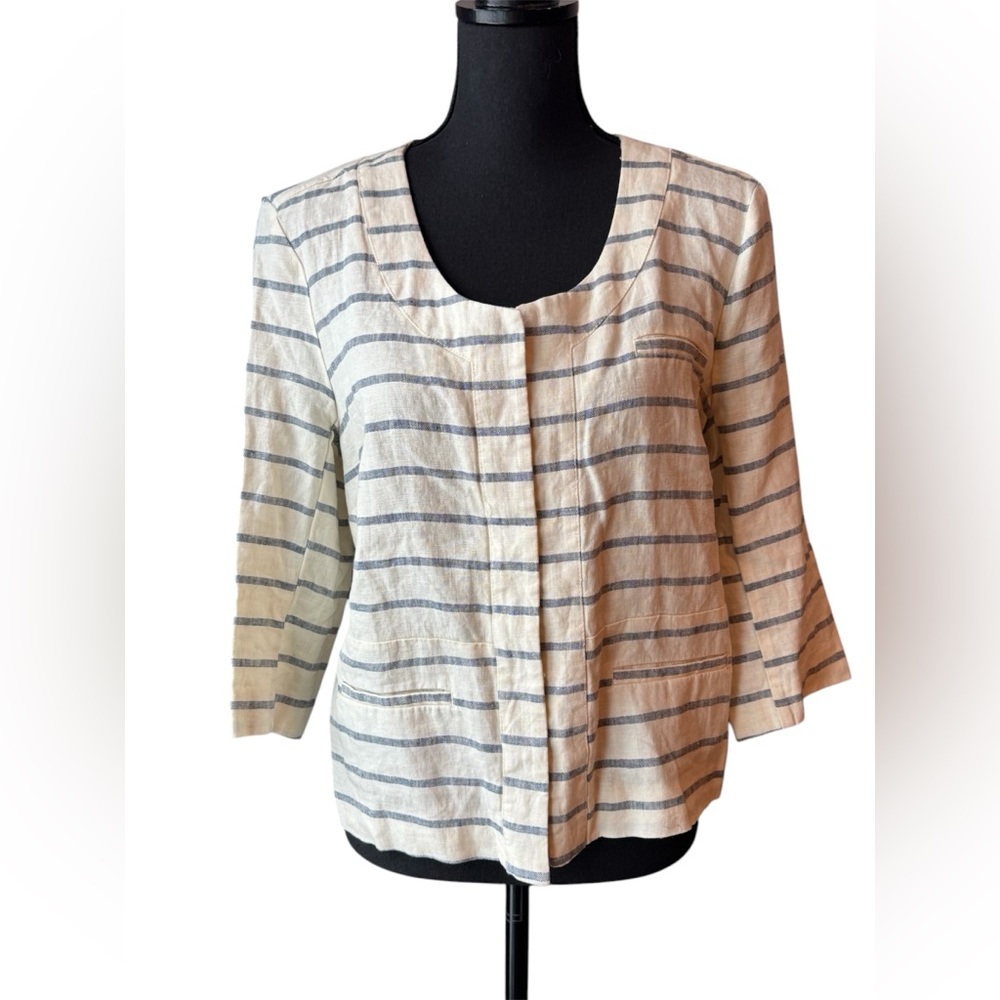 Merona Cream and Grey Linen stripped jacket size xl NWOT - Picture 10 of 10